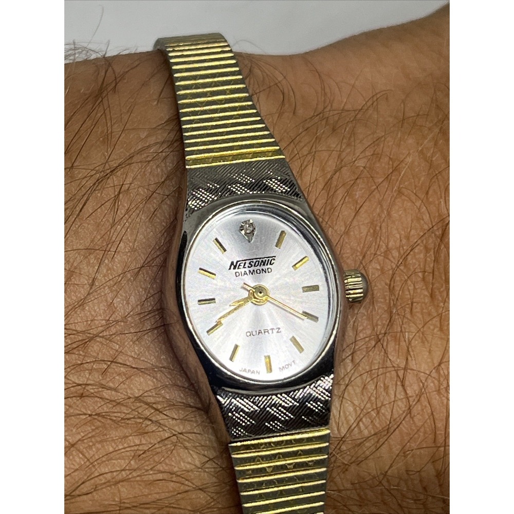 Nelsonic Diamond Quartz Dainty Women's Watch Running!